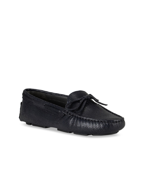 

ROSSO BRUNELLO Women Navy Blue Leather Textured Loafers