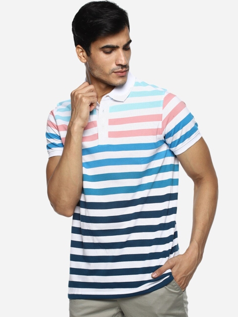 

Red Chief Men White Striped Polo Collar T-shirt