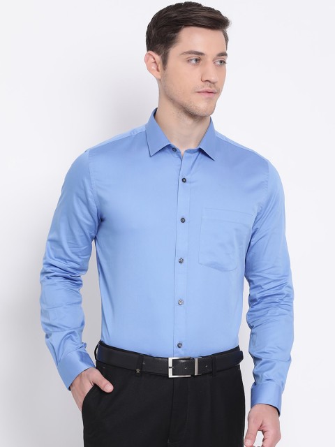 

Turtle Men Blue Slim Fit Solid Cotton Formal Shirt