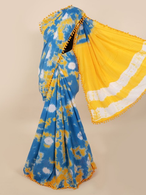 

Pothys Blue & Yellow Pure Cotton Printed Saree
