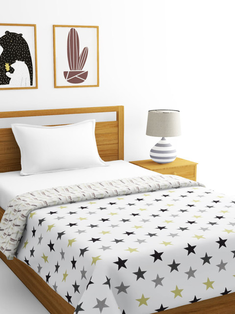 

BIANCA White & Grey Geometric AC Room 300 GSM Single Bed Dohar