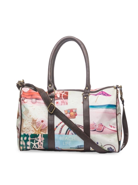 

BandBox Women White & Pink Printed Beach Life Duffel Bag