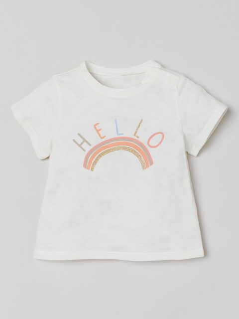 

H&M Girls White Printed T-shirt