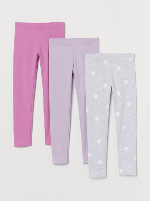 

H&M Women Pack of 3 Multicoloured Cotton Leggings, Multi