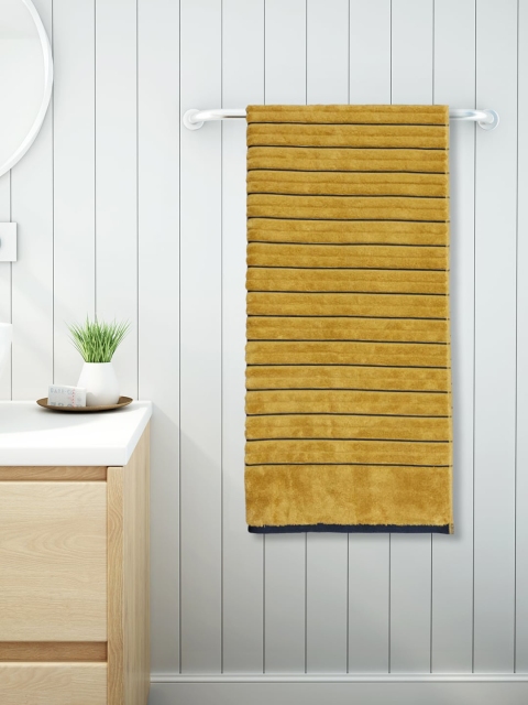 

SPACES Unisex Mustard Yellow & Grey Ribbed 575 GSM Bath Towel