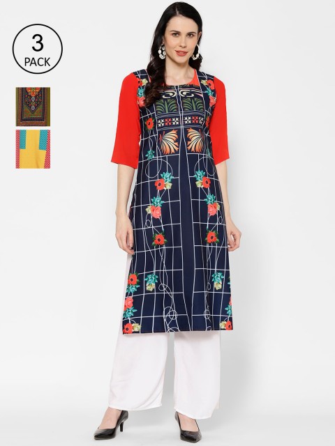 

7Threads Multicoloured Checked Crepe Kurta, Multi