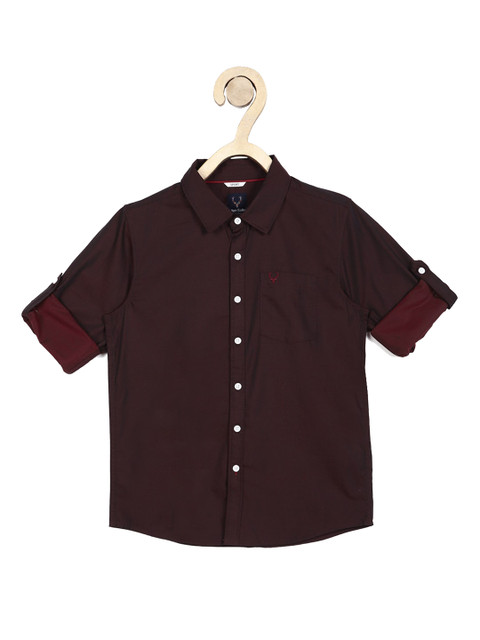 

Allen Solly Junior Boys Maroon Slim Fit Solid Casual Shirt