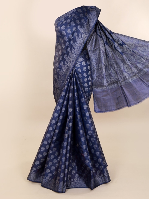 

Pothys Blue Printed Jute Silk Saree