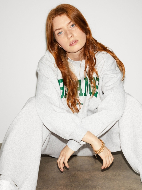 H&M Women Grey Printed Sweatshirt