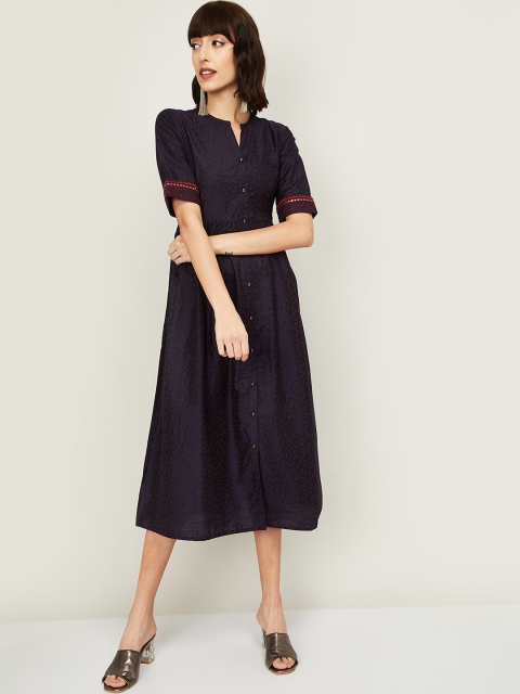 

Melange by Lifestyle Women Navy Blue Printed Fit & Flare Dress