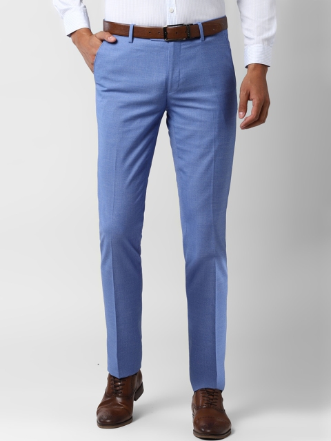 

Peter England Elite Men Blue Slim Fit Self Design Formal Trousers