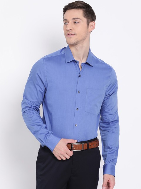 

Turtle Men Blue Slim Fit Solid Cotton Formal Shirt