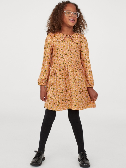 

H&M Girls Yellow Printed A Line Dress