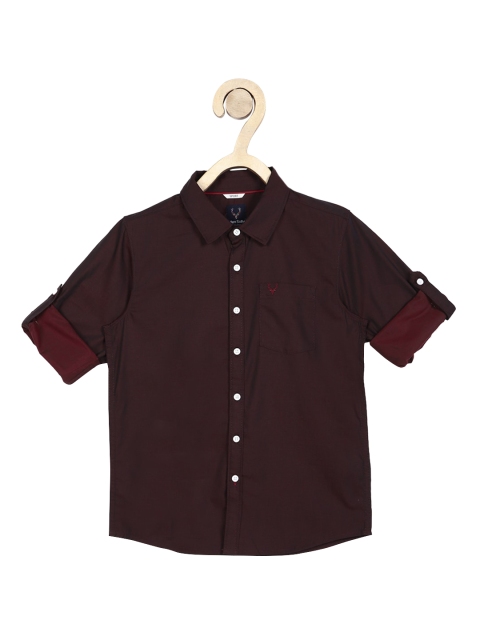 

Allen Solly Junior Boys Maroon Slim Fit Solid Cotton Casual Shirt