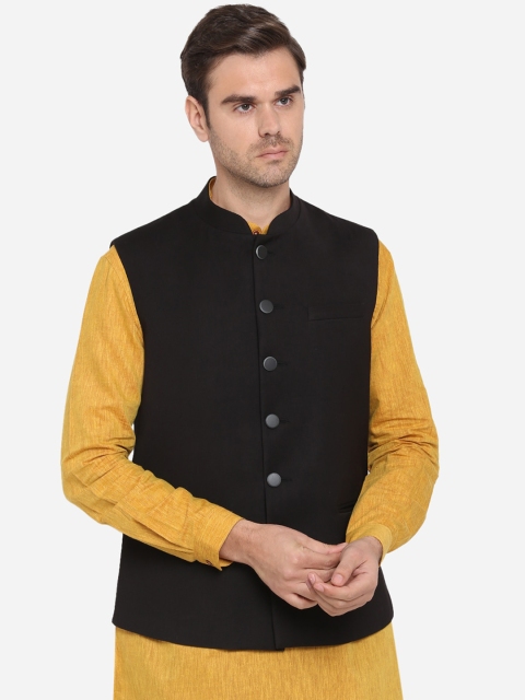 

Greenfibre Men Solid Black Nehru Jacket