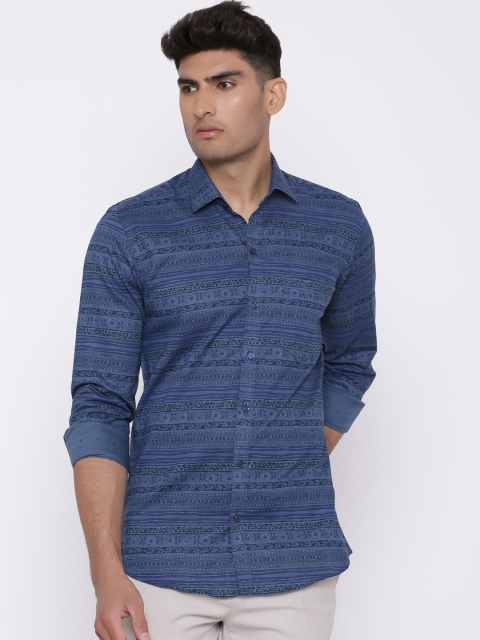 

Tistabene Men Blue Regular Fit Self Design Casual Shirt