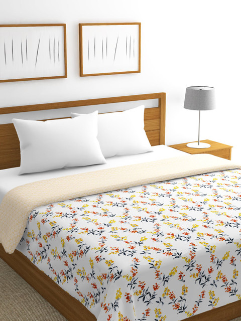 

BIANCA White & Yellow Floral AC Room 300 GSM Double Bed Dohar
