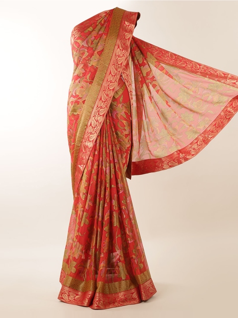 

Pothys Coral Printed Linen Blend Saree