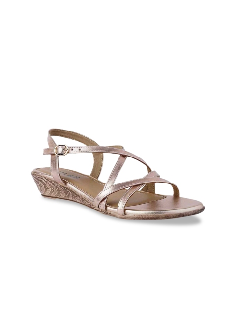 

SOLES Women Gold-Toned Solid Wedges