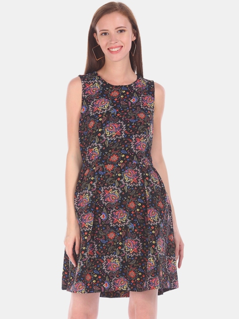 

GAP Women Black Printed Fit and Flare Dress