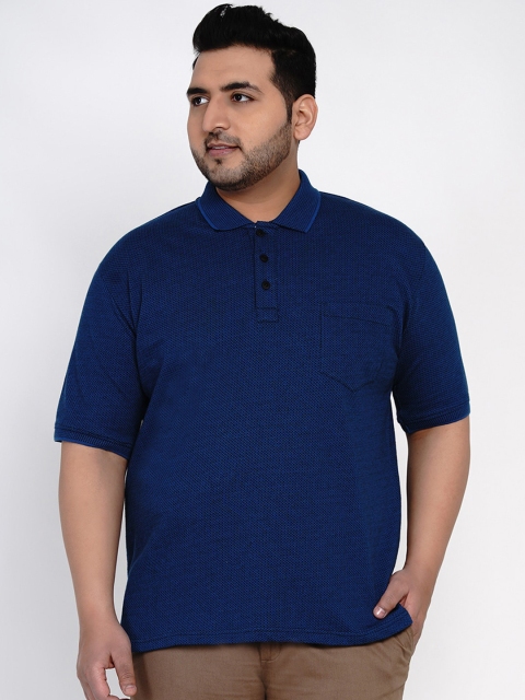 

John Pride Men Blue Solid Polo Collar T-shirt