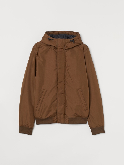 H&M Men Brown Padded Hooded Jacket