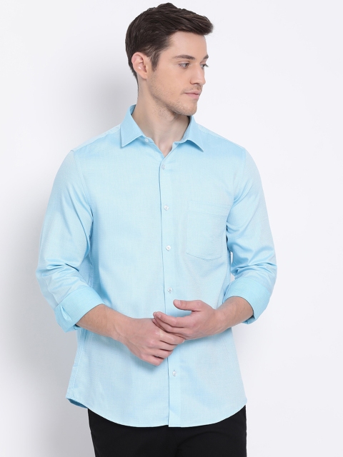 

Turtle Men Blue Slim Fit Self Design Cotton Casual Shirt
