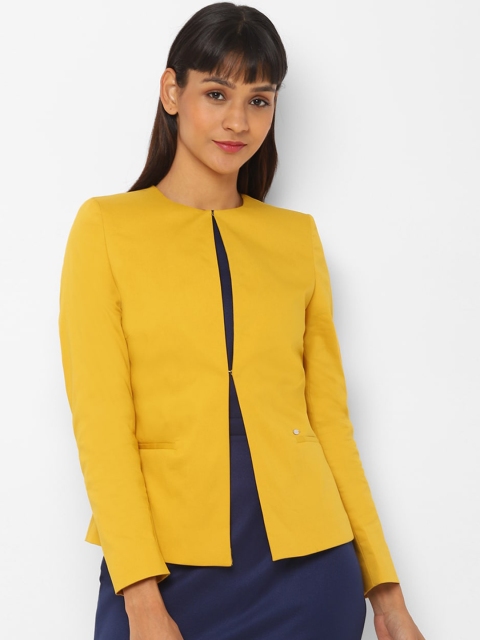 

Allen Solly Woman Yellow Solid Open-Front Blazer