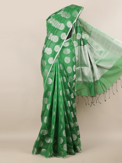

Pothys Green & Silver-Coloured Cotton Blend Woven Design Saree