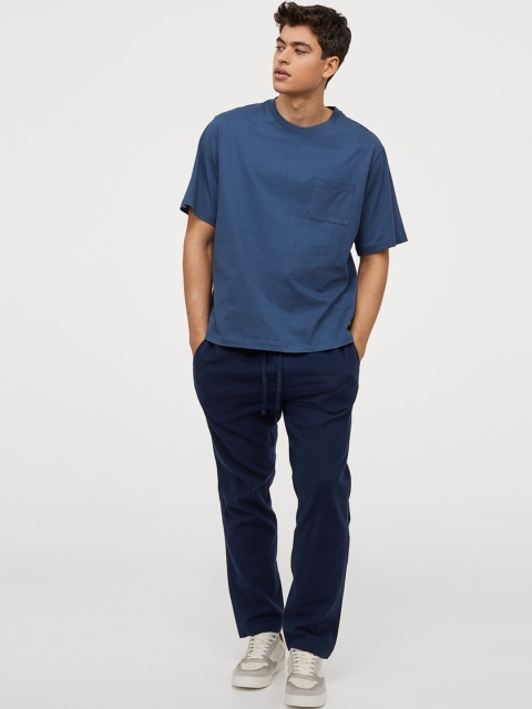 

H&M Men Blue Solid Cotton Pyjamas