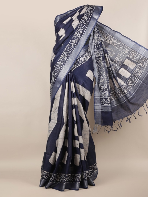 

Pothys Navy Blue Solid Saree