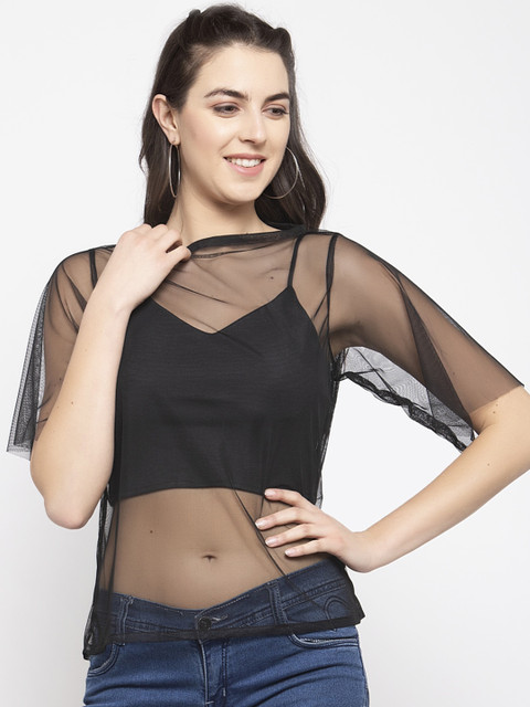 

EMBLAZE Black Layered Crop Top