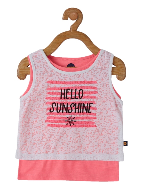 

VITAMINS Girls Pink Printed Layered Top