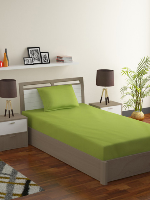 

Bromwick Lime Green Solid 180 TC Polycotton 1 Single Bedsheet with 1 Pillow Covers