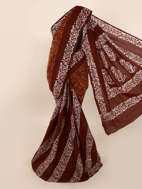 Pothys Brown Printed Pure Cotton Saree