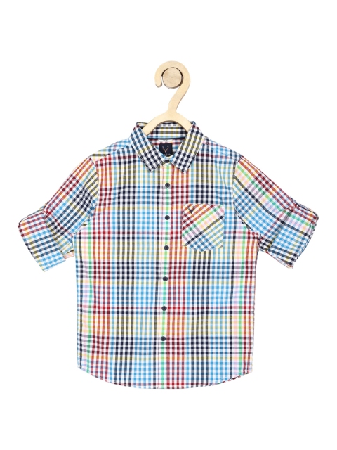 

Allen Solly Junior Boys Multicoloured Slim Fit Checked Casual Shirt, Multi