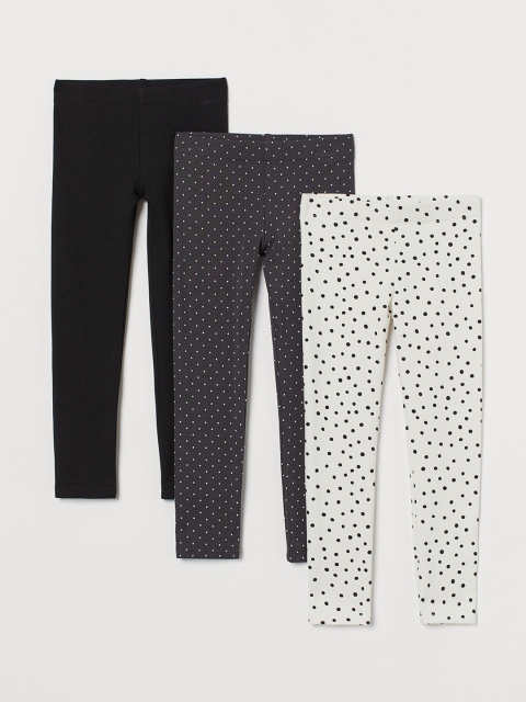 

H&M Girls 3-Pack Heavy Jersey Sustainable Leggings, White