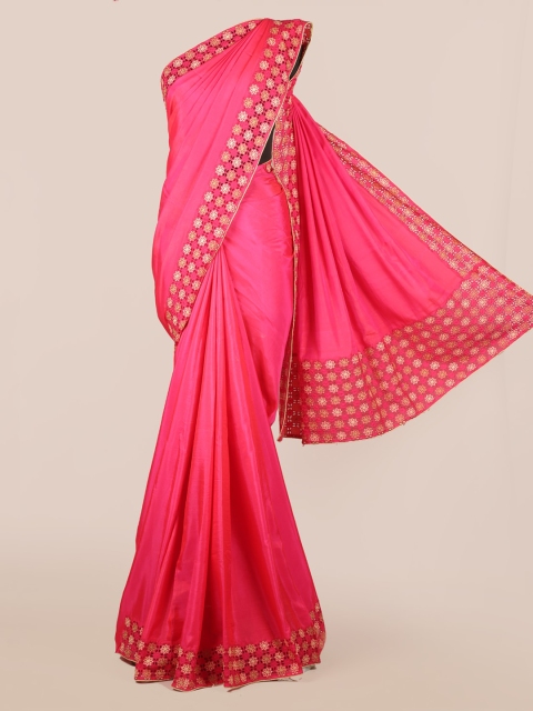 

Pothys Pink Solid Art Silk Saree