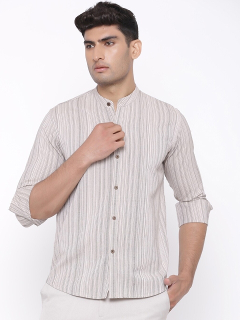 

Tistabene Men Beige Regular Fit Striped Casual Shirt