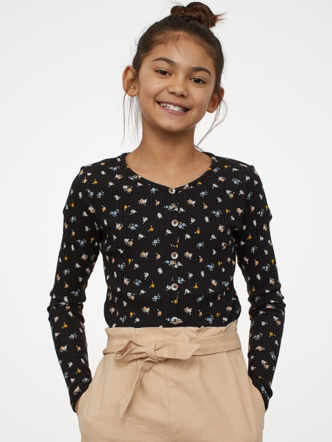 

H&M Girls Beige Solid Loose Fit Paper Bag Trousers