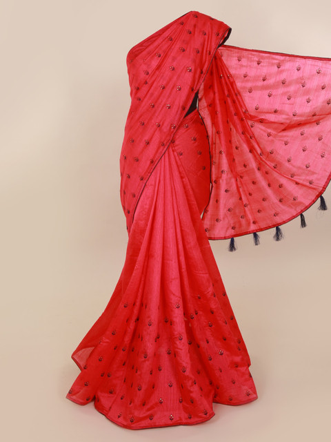 

Pothys Pink Embellished Cotton Blend Saree