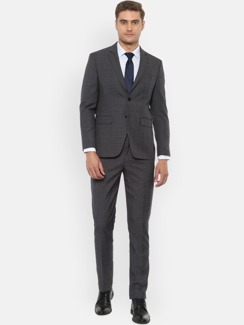 

Louis Philippe Men Grey Checked Slim-Fit Single-Breasted 2-Piece Formal Suit