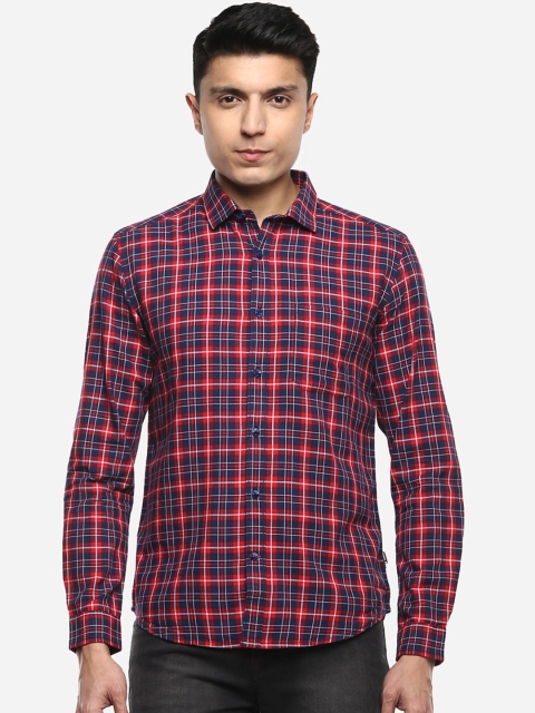 

Red Chief Men Red & Blue Slim Fit Checked Casual Shirt