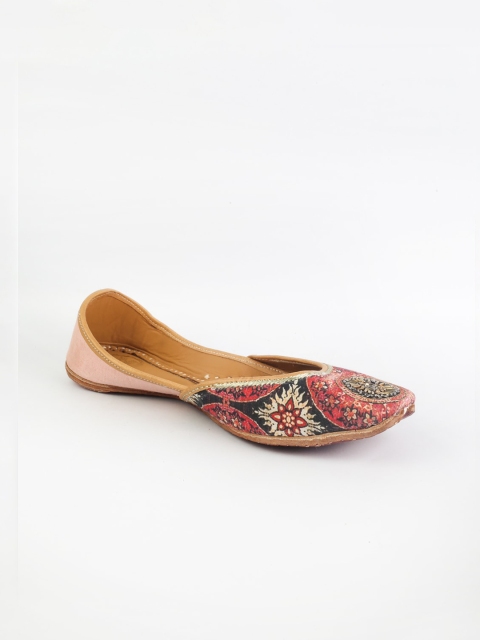 

VARELI BAFNA DESIGNS Women Multicoloured Embellished Leather Mojaris, Multi