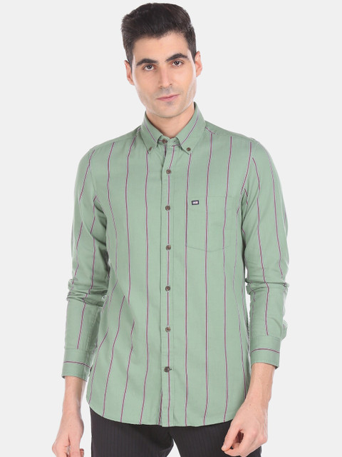 

Arrow Sport Men Green Regular Fit Striped Cotton Casual Shirt