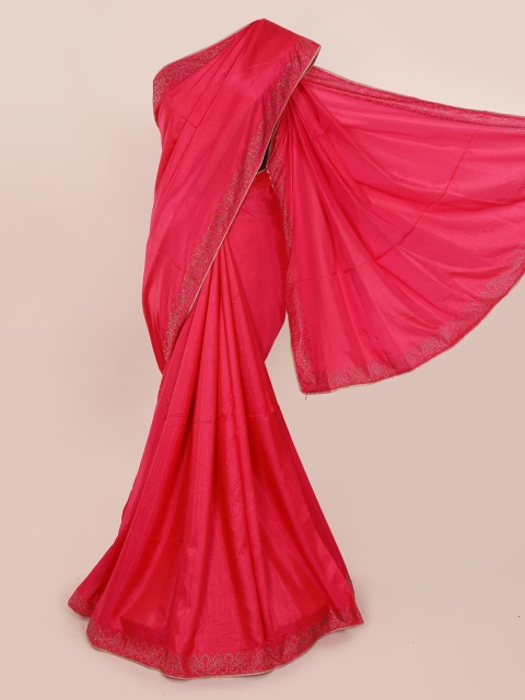 

Pothys Pink Solid Art Silk Saree