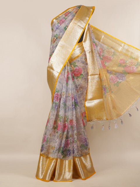 

Pothys Grey Printed Tissue Saree