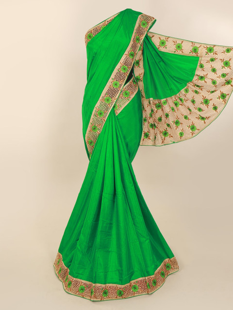 

Pothys Green Solid Art Silk Saree
