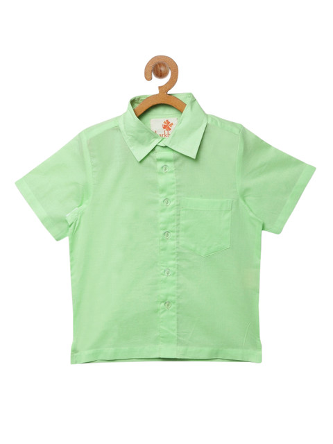 

charkhee Boys Green Regular Fit Solid Casual Shirt