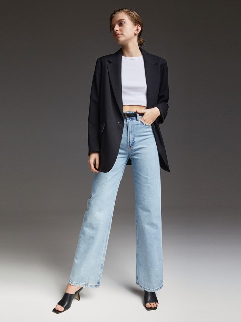 

H&M Women Blue Wide High Jeans
